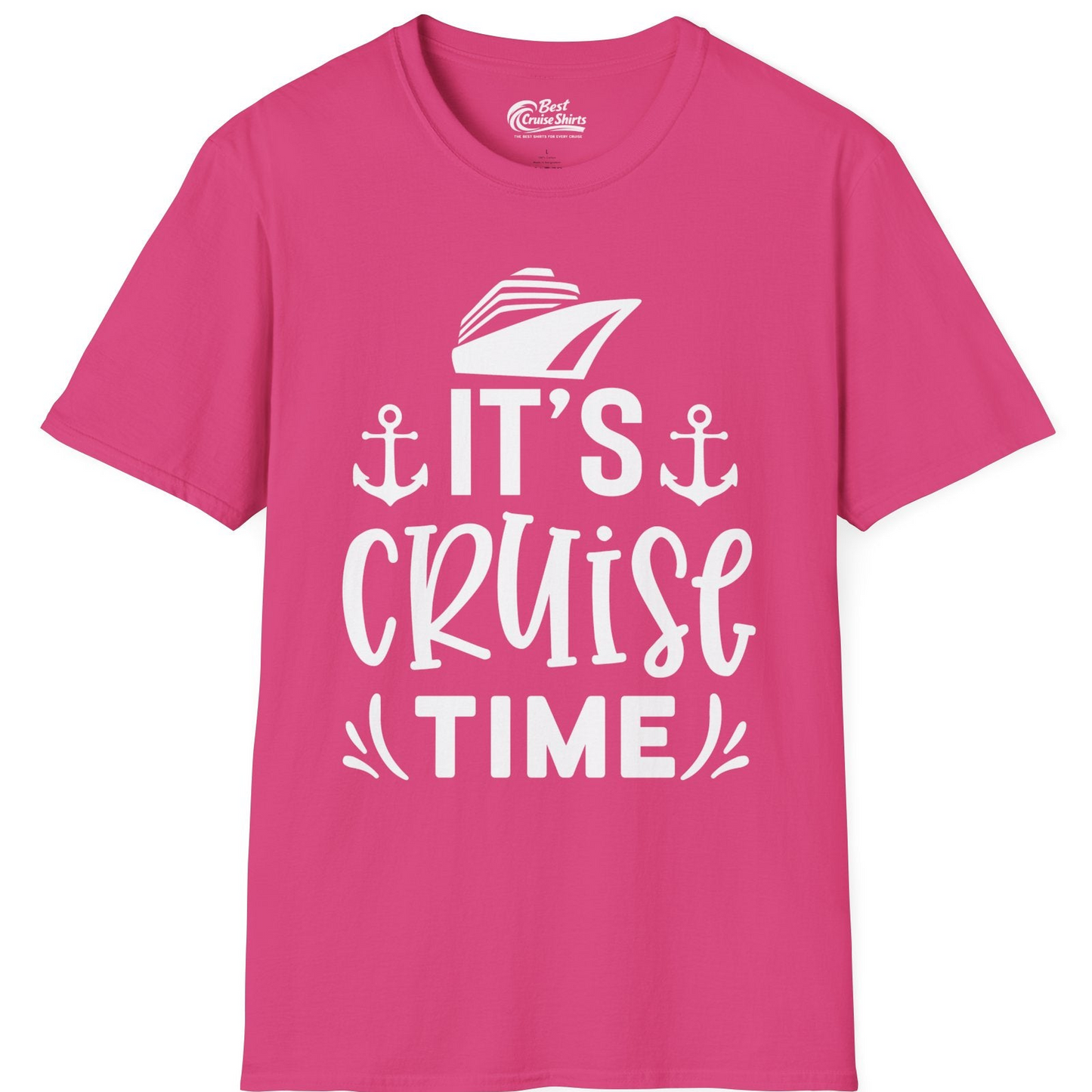 It’s Cruise Time Nautical Shirt With Anchors and Cruise Ship Graphic — T-Shirt T-Shirt – Heliconia – Best Cruise Shirts