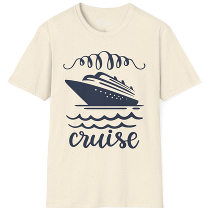 Cruise Ship and Ocean Waves Bold Nautical Graphic Cruise Shirt — T-Shirt T-Shirt – Natural – Best Cruise Shirts