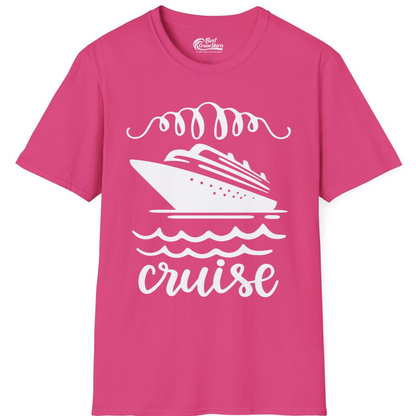 Cruise Ship and Ocean Waves Bold Nautical Graphic Cruise Shirt — T-Shirt T-Shirt – Heliconia – Best Cruise Shirts