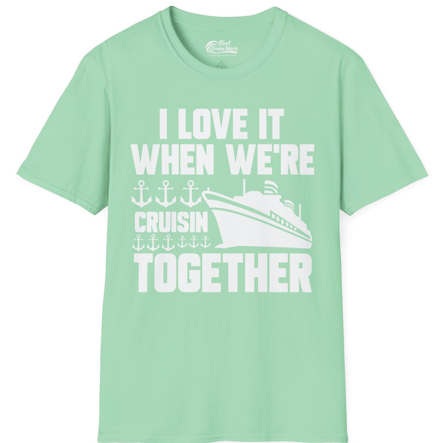 Cruisin Together Nautical Anchors Group Cruise Ship Shirt — T-Shirt T-Shirt – Mint Green – Best Cruise Shirts