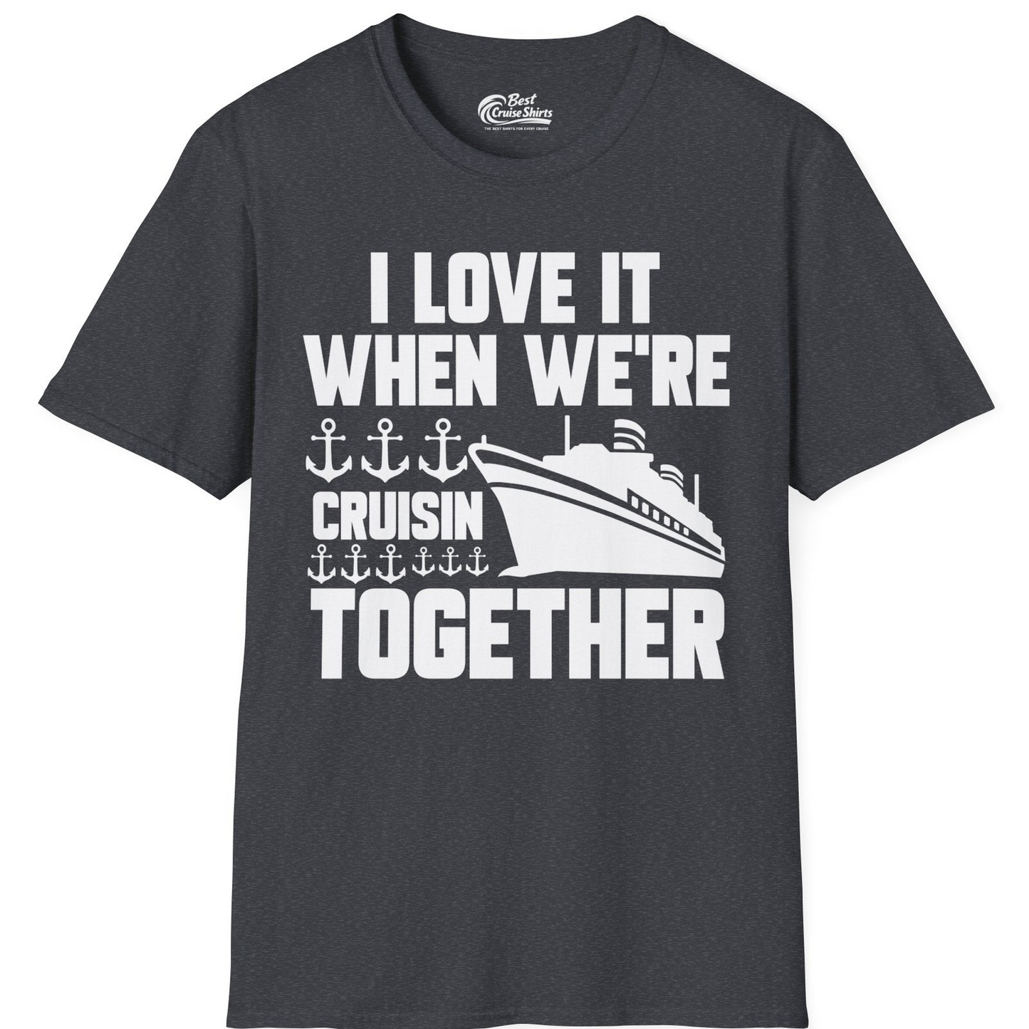Cruisin Together Nautical Anchors Group Cruise Ship Shirt — T-Shirt T-Shirt – Dark Heather Grey – Best Cruise Shirts