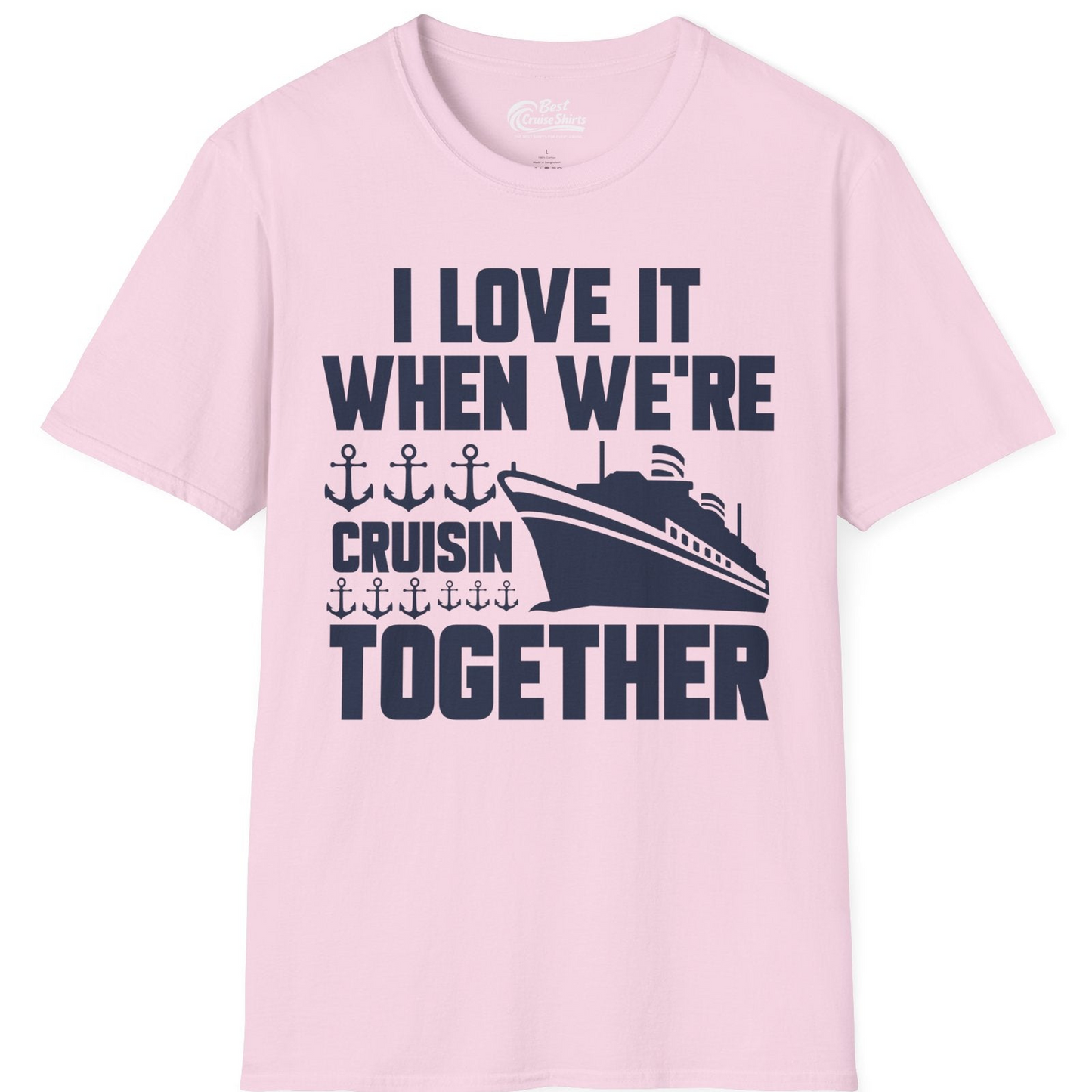 Cruisin Together Nautical Anchors Group Cruise Ship Shirt — T-Shirt T-Shirt – Light Pink – Best Cruise Shirts