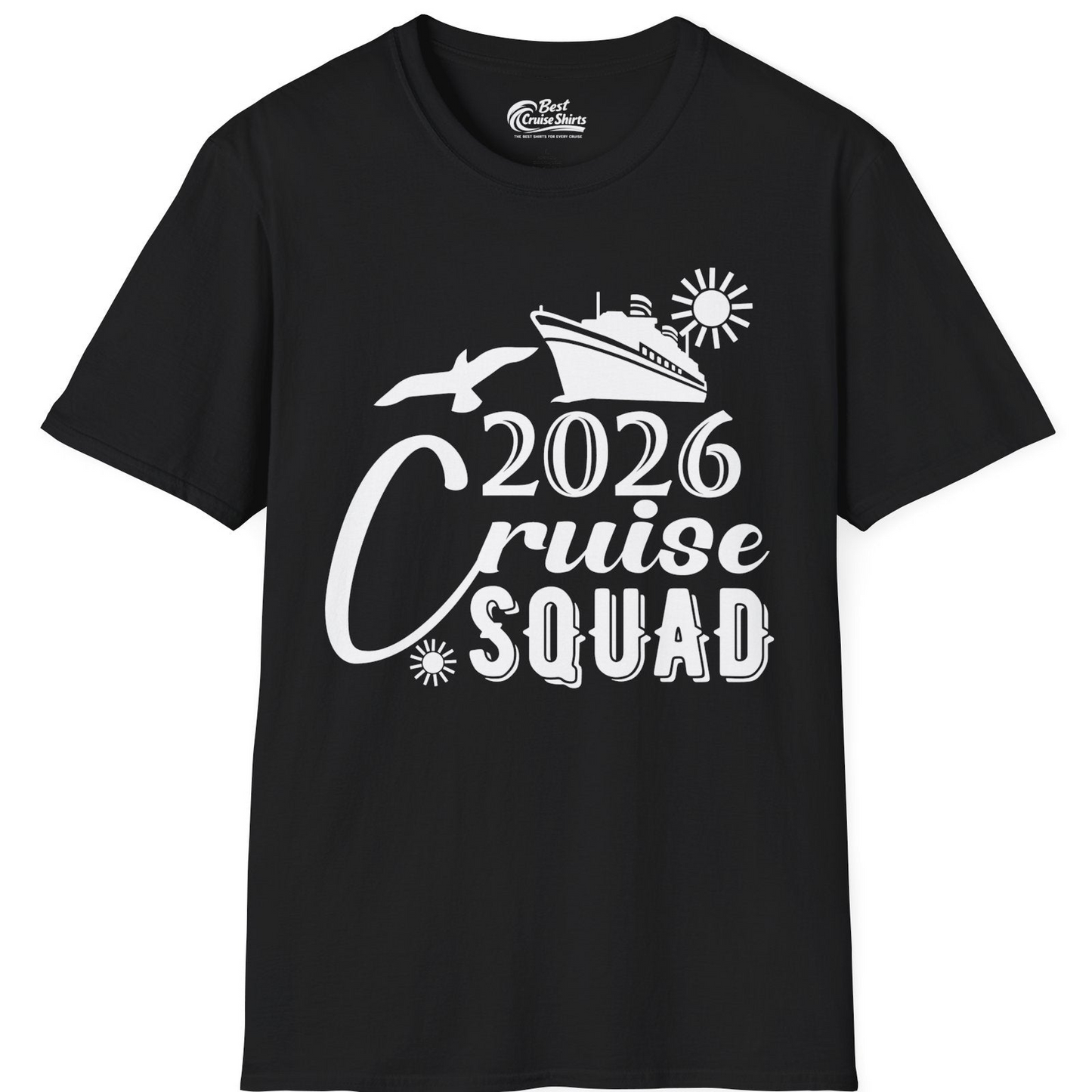 2026 Cruise Squad Shirt Nautical Group Matching Family Vacation Tee — T-Shirt T-Shirt – Black – Best Cruise Shirts