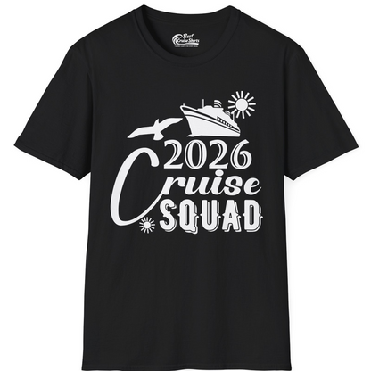 2026 Cruise Squad Shirt Nautical Group Matching Family Vacation Tee — T-Shirt T-Shirt – Black – Best Cruise Shirts