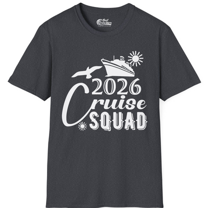 2026 Cruise Squad Shirt Nautical Group Matching Family Vacation Tee — T-Shirt T-Shirt – Dark Heather Grey – Best Cruise Shirts