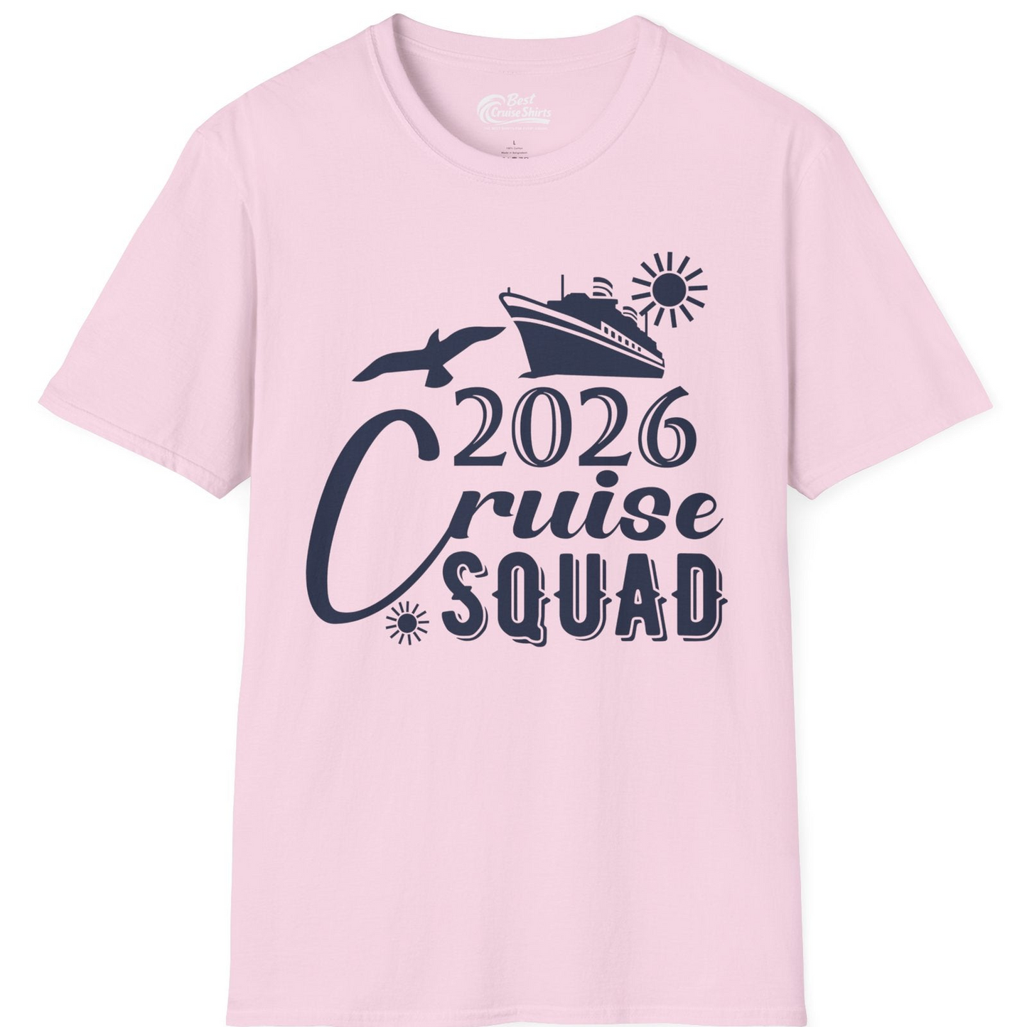 2026 Cruise Squad Shirt Nautical Group Matching Family Vacation Tee — T-Shirt T-Shirt – Light Pink – Best Cruise Shirts