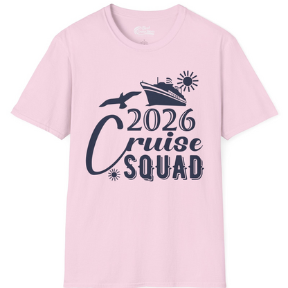2026 Cruise Squad Shirt Nautical Group Matching Family Vacation Tee — T-Shirt T-Shirt – Light Pink – Best Cruise Shirts