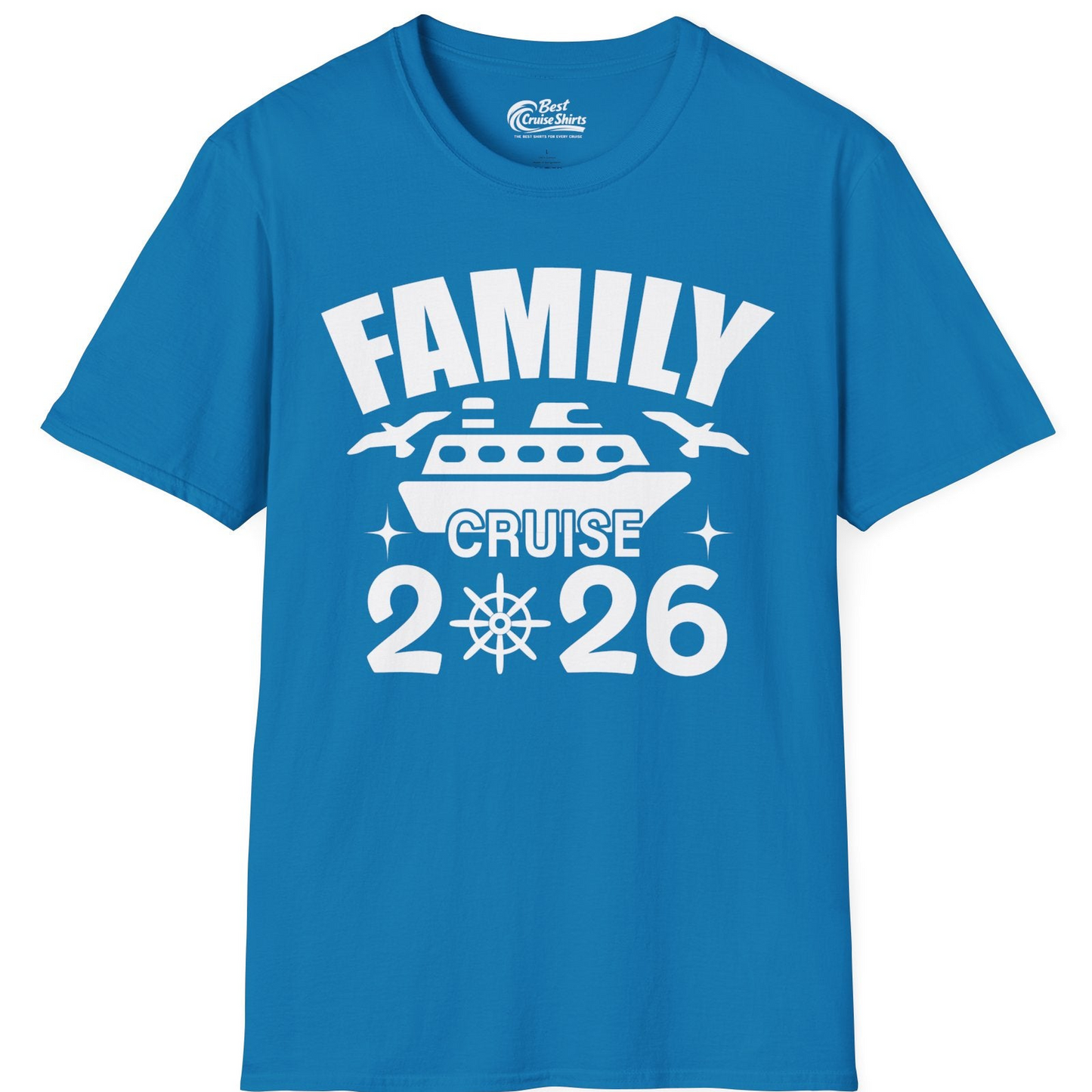 Family Cruise 2026 Matching Nautical Ship Shirt for Group Trips — T-Shirt T-Shirt – Sapphire – Best Cruise Shirts
