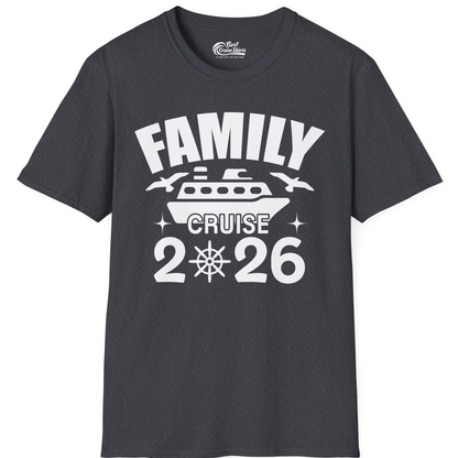 Family Cruise 2026 Matching Nautical Ship Shirt for Group Trips — T-Shirt T-Shirt – Dark Heather Grey – Best Cruise Shirts