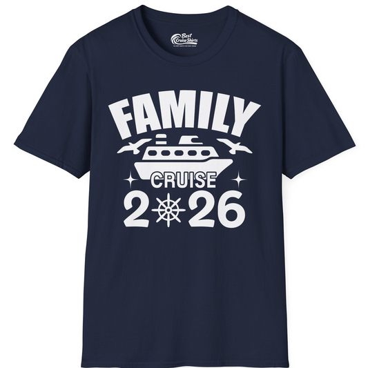 Family Cruise 2026 Matching Nautical Ship Shirt for Group Trips — T-Shirt T-Shirt – Navy – Best Cruise Shirts