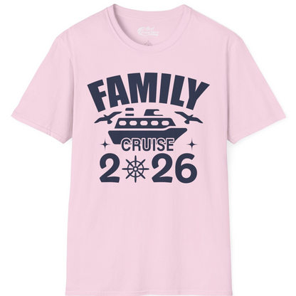 Family Cruise 2026 Matching Nautical Ship Shirt for Group Trips — T-Shirt T-Shirt – Light Pink – Best Cruise Shirts