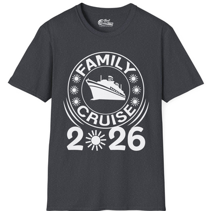 Family Cruise 2026 Shirt T-Shirt – Dark Heather Grey – Best Cruise Shirts