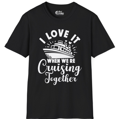 Romantic Cruise Ship Cruising Together Shirt With Hearts Design — T-Shirt T-Shirt – Black – Best Cruise Shirts