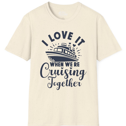 Romantic Cruise Ship Cruising Together Shirt With Hearts Design — T-Shirt T-Shirt – Natural – Best Cruise Shirts