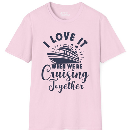 Romantic Cruise Ship Cruising Together Shirt With Hearts Design — T-Shirt T-Shirt – Light Pink – Best Cruise Shirts