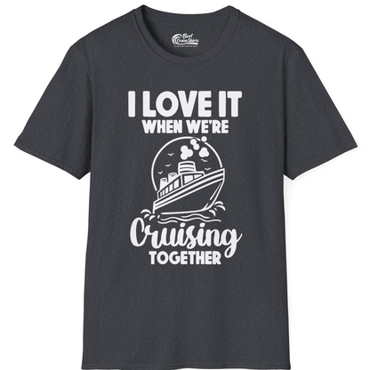Cruising Together Bold Monochrome Cruise Ship Shirt for Groups — T-Shirt T-Shirt – Dark Heather Grey – Best Cruise Shirts