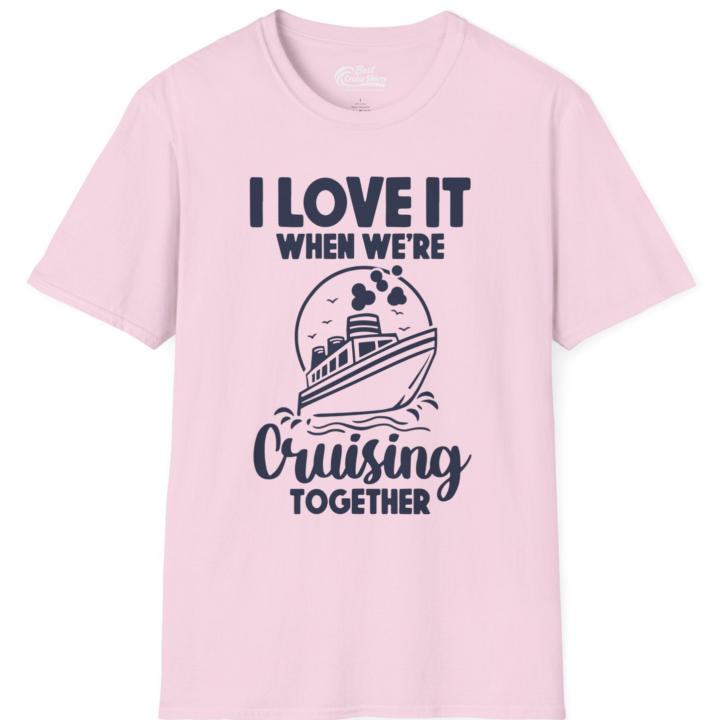Cruising Together Bold Monochrome Cruise Ship Shirt for Groups — T-Shirt T-Shirt – Light Pink – Best Cruise Shirts