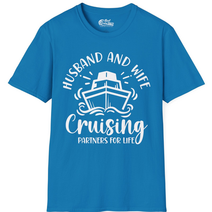 Husband and Wife Cruising Partners for Life Nautical Couples Shirt — T-Shirt T-Shirt – Sapphire – Best Cruise Shirts