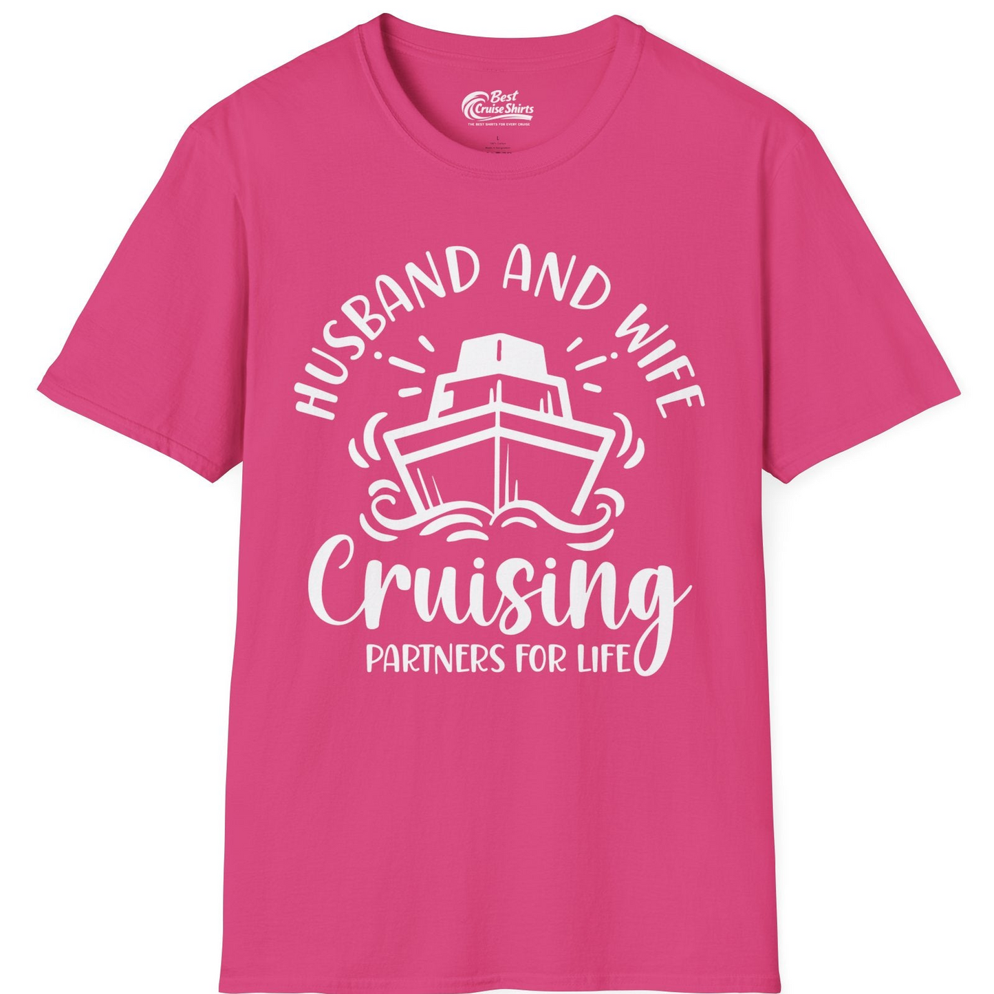 Husband and Wife Cruising Partners for Life Nautical Couples Shirt — T-Shirt T-Shirt – Heliconia – Best Cruise Shirts