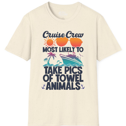 Cruise Crew Towel Animal Photo Squad Tropical Sunset Shirt — T-Shirt T-Shirt – Natural – Best Cruise Shirts