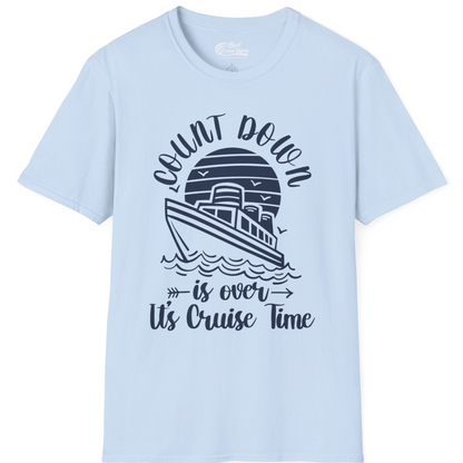 Countdown Is Over Cruise Time Nautical Monochrome Shirt — T-Shirt T-Shirt – Light Blue – Best Cruise Shirts