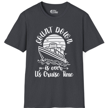 Countdown Is Over Cruise Time Nautical Monochrome Shirt — T-Shirt T-Shirt – Dark Heather Grey – Best Cruise Shirts
