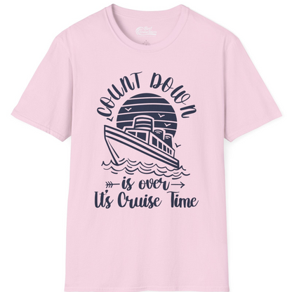Countdown Is Over Cruise Time Nautical Monochrome Shirt — T-Shirt T-Shirt – Light Pink – Best Cruise Shirts