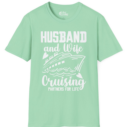 Husband and Wife Cruising Partners for Life Romantic Cruise Shirt — T-Shirt T-Shirt – Mint Green – Best Cruise Shirts