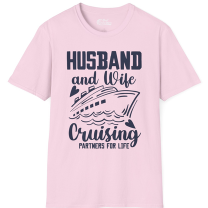 Husband and Wife Cruising Partners for Life Romantic Cruise Shirt — T-Shirt T-Shirt – Light Pink – Best Cruise Shirts