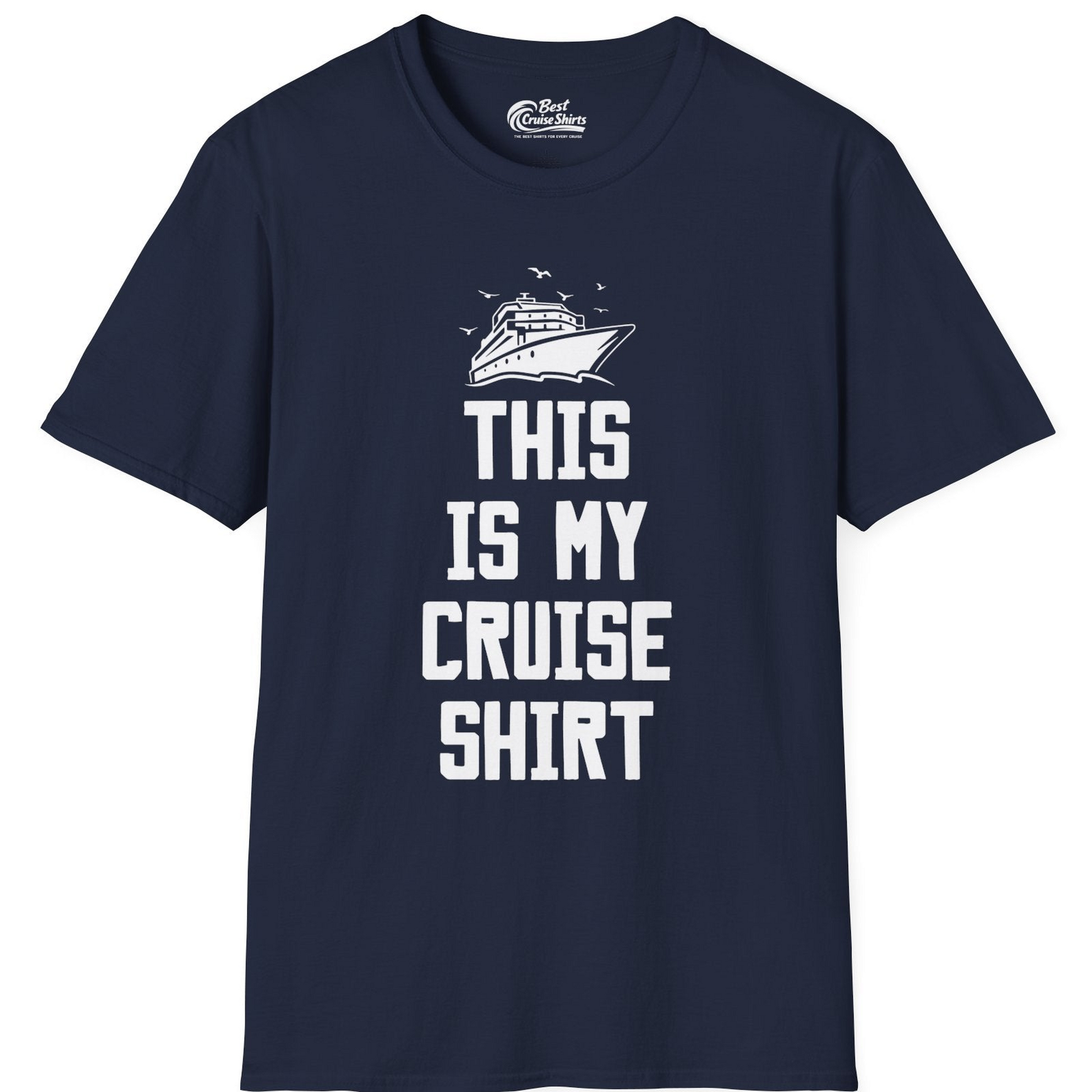 This Is My Cruise Shirt Bold Cruise Ship Graphic Tee — T-Shirt T-Shirt – Navy – Best Cruise Shirts