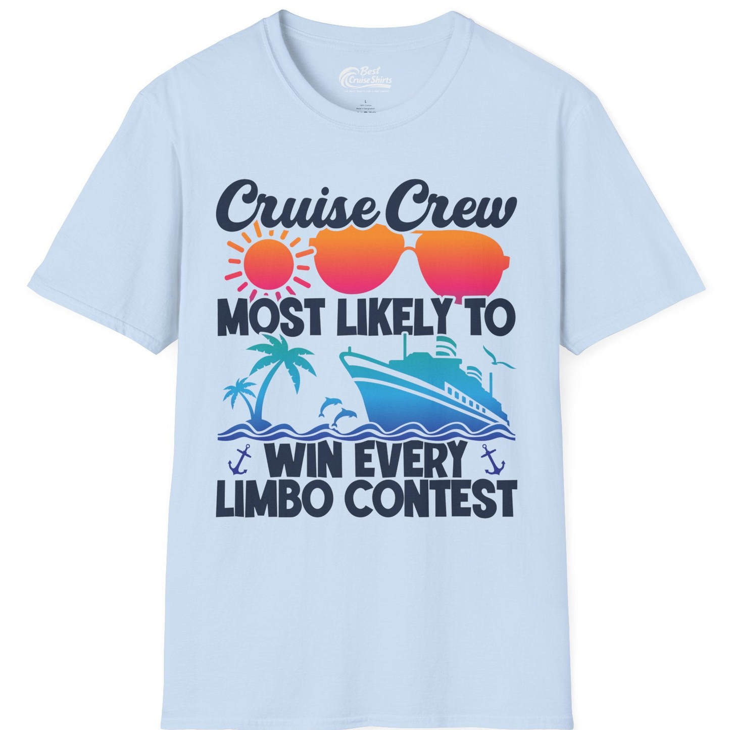 Cruise Crew Limbo Contest Funny Group Caribbean Party Shirt — T-Shirt T-Shirt – Light Blue – Best Cruise Shirts