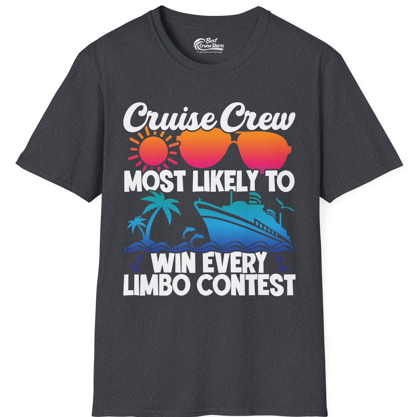 Cruise Crew Limbo Contest Funny Group Caribbean Party Shirt — T-Shirt T-Shirt – Dark Heather Grey – Best Cruise Shirts