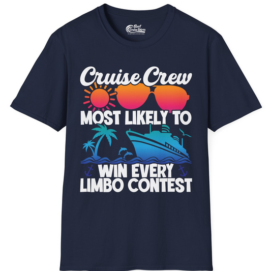 Cruise Crew Limbo Contest Funny Group Caribbean Party Shirt — T-Shirt T-Shirt – Navy – Best Cruise Shirts