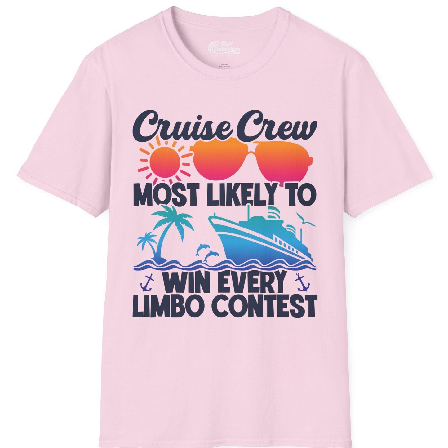 Cruise Crew Limbo Contest Funny Group Caribbean Party Shirt — T-Shirt T-Shirt – Light Pink – Best Cruise Shirts