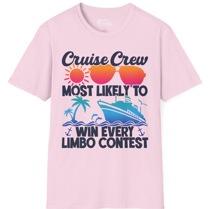 Cruise Crew Limbo Contest Funny Group Caribbean Party Shirt — T-Shirt T-Shirt – Light Pink – Best Cruise Shirts