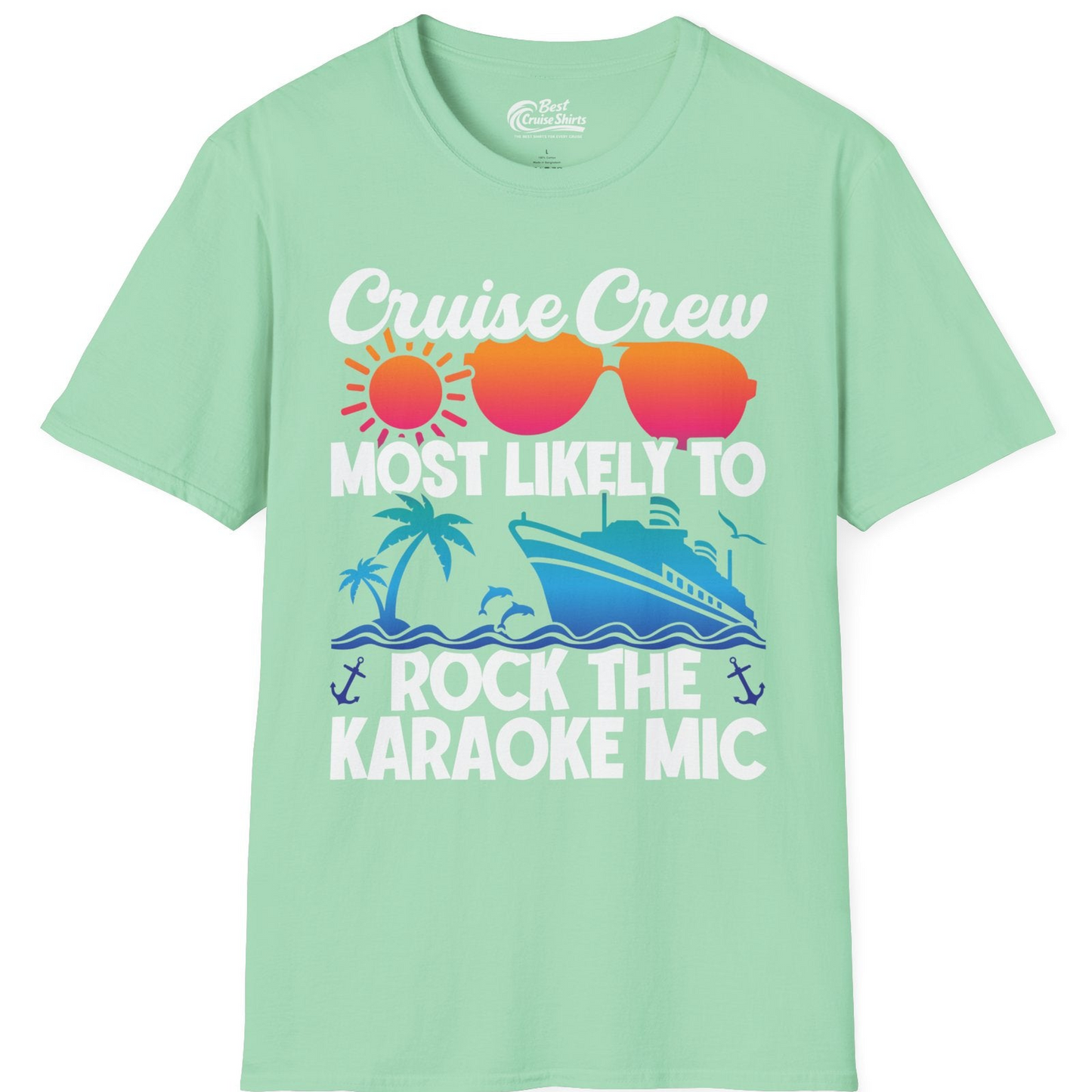 Cruise Crew Karaoke Party Shirt T-Shirt – Mint Green – Best Cruise Shirts