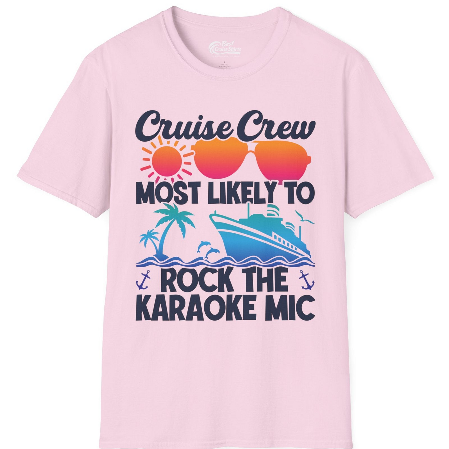 Cruise Crew Karaoke Party Shirt T-Shirt – Light Pink – Best Cruise Shirts