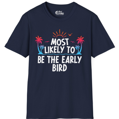 Early Bird Tropical Sunrise Shirt T-Shirt – Navy – Best Cruise Shirts
