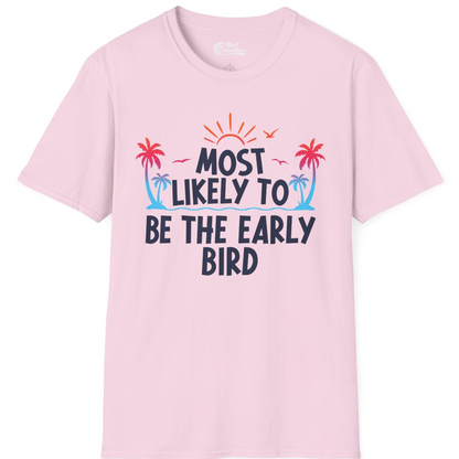 Early Bird Tropical Sunrise Shirt T-Shirt – Light Pink – Best Cruise Shirts