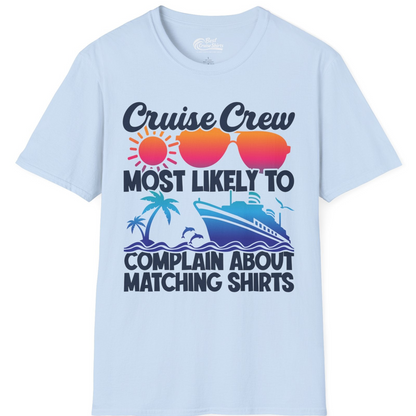 Cruise Crew Funny Matching Shirt Bold Sunglasses Tropical Ship Tee — T-Shirt T-Shirt – Light Blue – Best Cruise Shirts