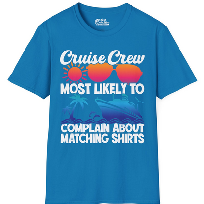 Cruise Crew Funny Matching Shirt Bold Sunglasses Tropical Ship Tee — T-Shirt T-Shirt – Sapphire – Best Cruise Shirts
