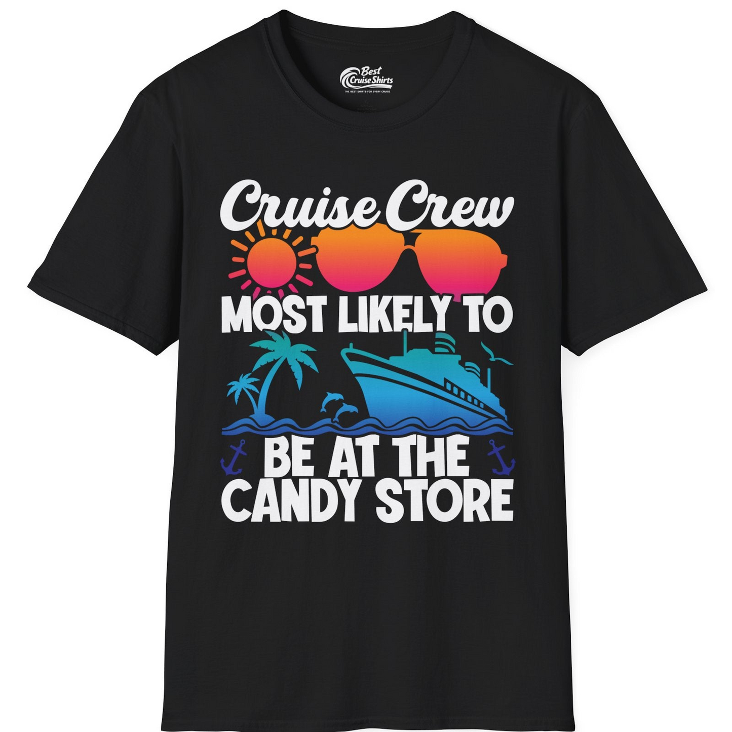 Cruise Crew Most Likely To Be At The Candy Store Tropical Shirt — T-Shirt T-Shirt – Black – Best Cruise Shirts