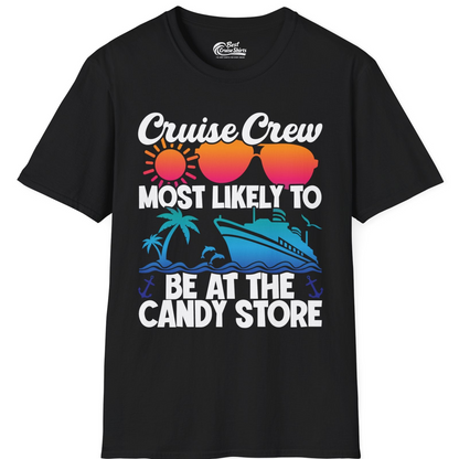 Cruise Crew Most Likely To Be At The Candy Store Tropical Shirt — T-Shirt T-Shirt – Black – Best Cruise Shirts
