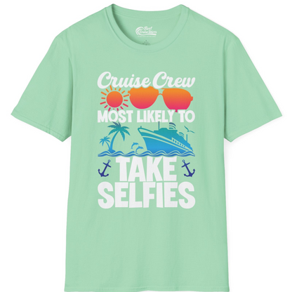 Cruise Crew Most Likely To Take Selfies Tropical Group Shirt — T-Shirt T-Shirt – Mint Green – Best Cruise Shirts
