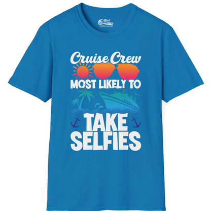 Cruise Crew Most Likely To Take Selfies Tropical Group Shirt — T-Shirt T-Shirt – Sapphire – Best Cruise Shirts