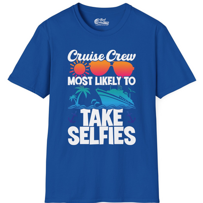 Cruise Crew Most Likely To Take Selfies Tropical Group Shirt — T-Shirt T-Shirt – Royal – Best Cruise Shirts