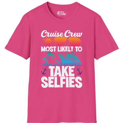 Cruise Crew Most Likely To Take Selfies Tropical Group Shirt — T-Shirt T-Shirt – Heliconia – Best Cruise Shirts