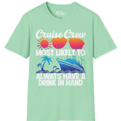 Cruise Crew Funny Drinking Tropical Sunset Ombre Party Shirt — T-Shirt T-Shirt – Mint Green – Best Cruise Shirts