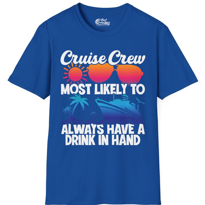 Cruise Crew Funny Drinking Tropical Sunset Ombre Party Shirt — T-Shirt T-Shirt – Royal – Best Cruise Shirts