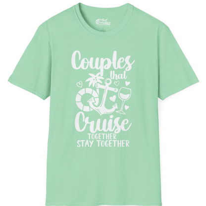 Couples Cruise Together Nautical Romantic Vacation Shirt Design — T-Shirt T-Shirt – Mint Green – Best Cruise Shirts